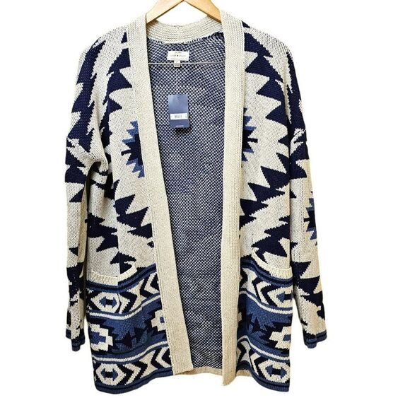 NWT Lucky Brand Open Cardigan Sweater Southwestern Aztec Design Size Small - Picture 1 of 5